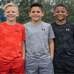 Under Armour Short Sleeve Camo Tech Tee - Orange, Gray, Black